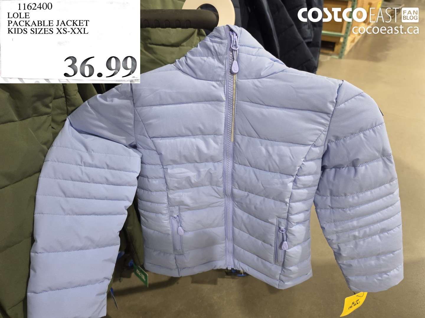 1162400 LOLE PACKABLE JACKET KIDS SIZES XS-XXL $36.99