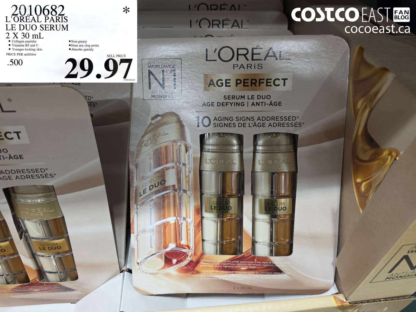 2010682 L'OREAL PARIS LE DUO SERUM 2 X 30 ML $29.97