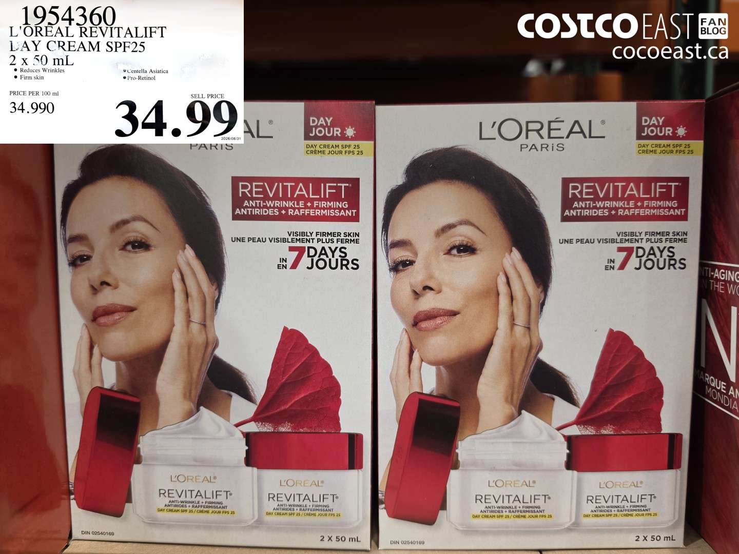 1954360 L'OREAL REVITALIFT DAY CREAM SPF25 2 X 50 ML $34.99