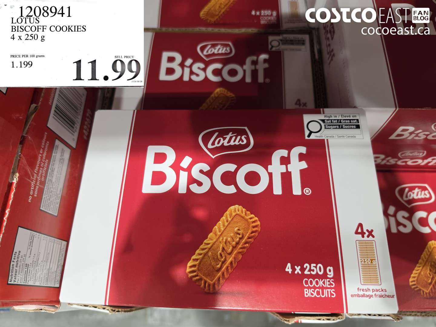 1208941 LOTUS BISCOFF COOKIES 4 X 250 G $11.99