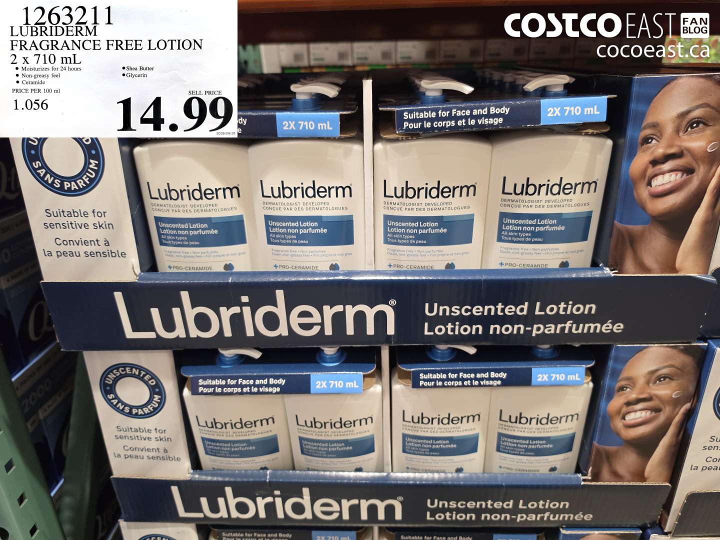 1263211 LUBRIDERM FRAGRANCE FREE LOTION 2 X 710 ML $14.99
