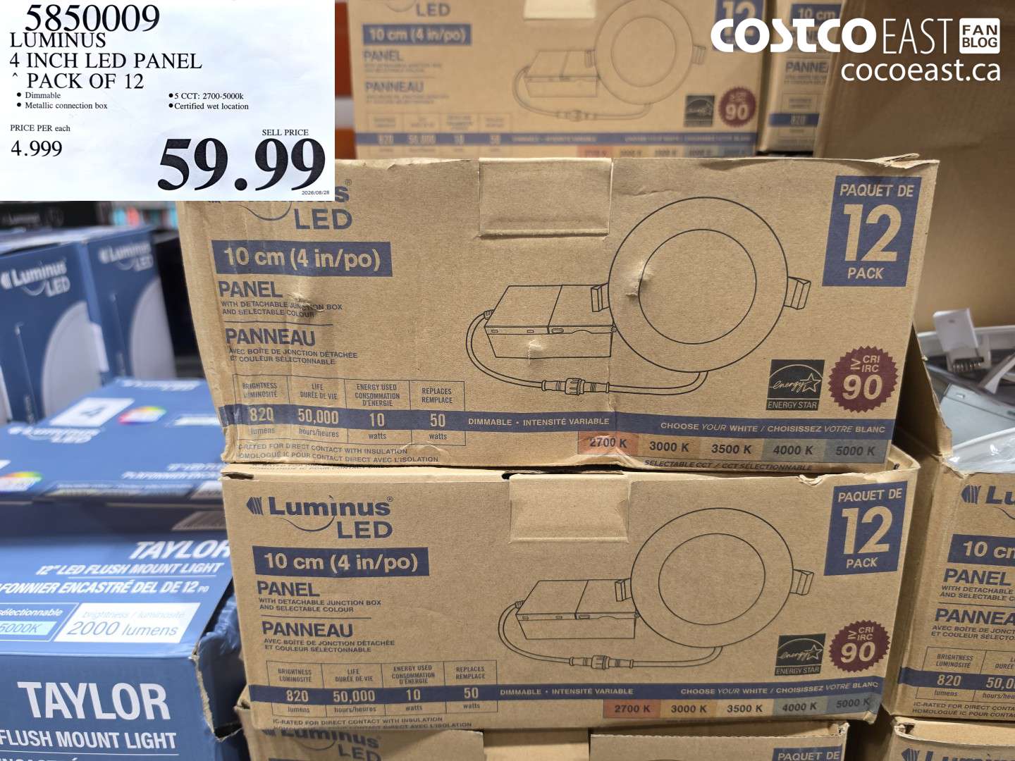 5850009 LUMINUS 4 INCH LED PANEL PACK OF 12 $59.99