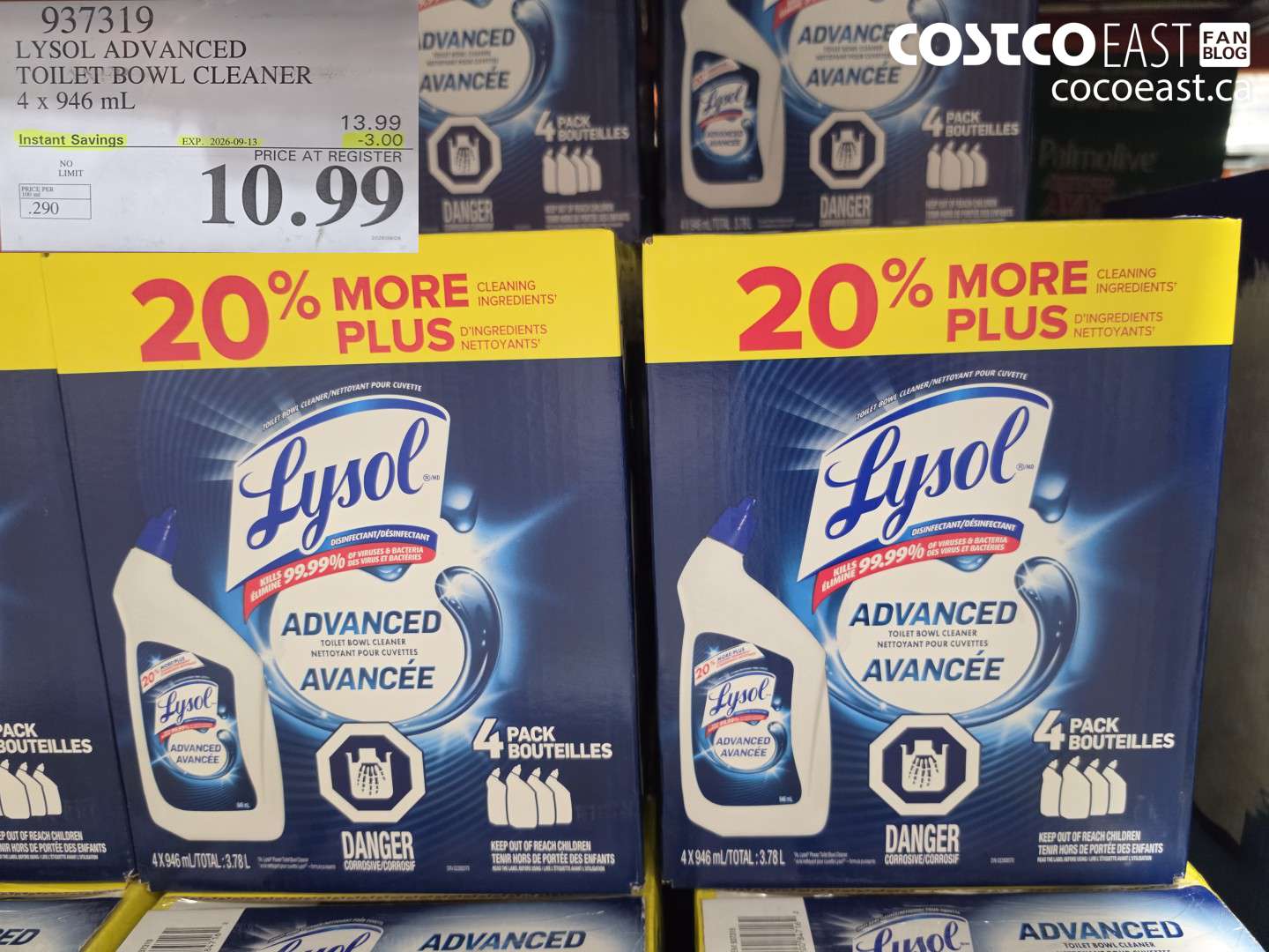 937319 LYSOL ADVANCED TOILET BOWL CLEANER 4 X 946 ML ($3.00 INSTANT SAVINGS EXPIRES ON 2026-09-13) $10.99