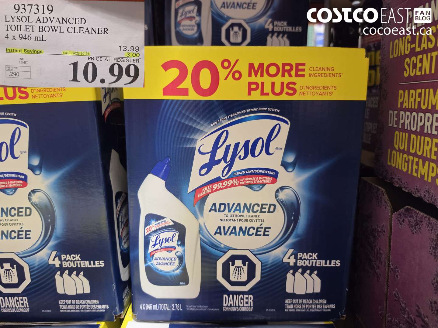 937319 LYSOL ADVANCED TOILET BOWL CLEANER 4 X 946 ML ($3.00 INSTANT SAVINGS EXPIRES ON 2026-10-25) $10.99