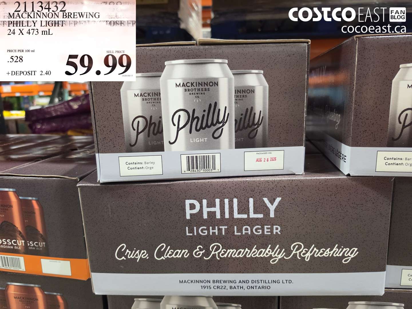 2113432 MACKINNON BREWING PHILLY LIGHT 24 X 473 ML $59.99