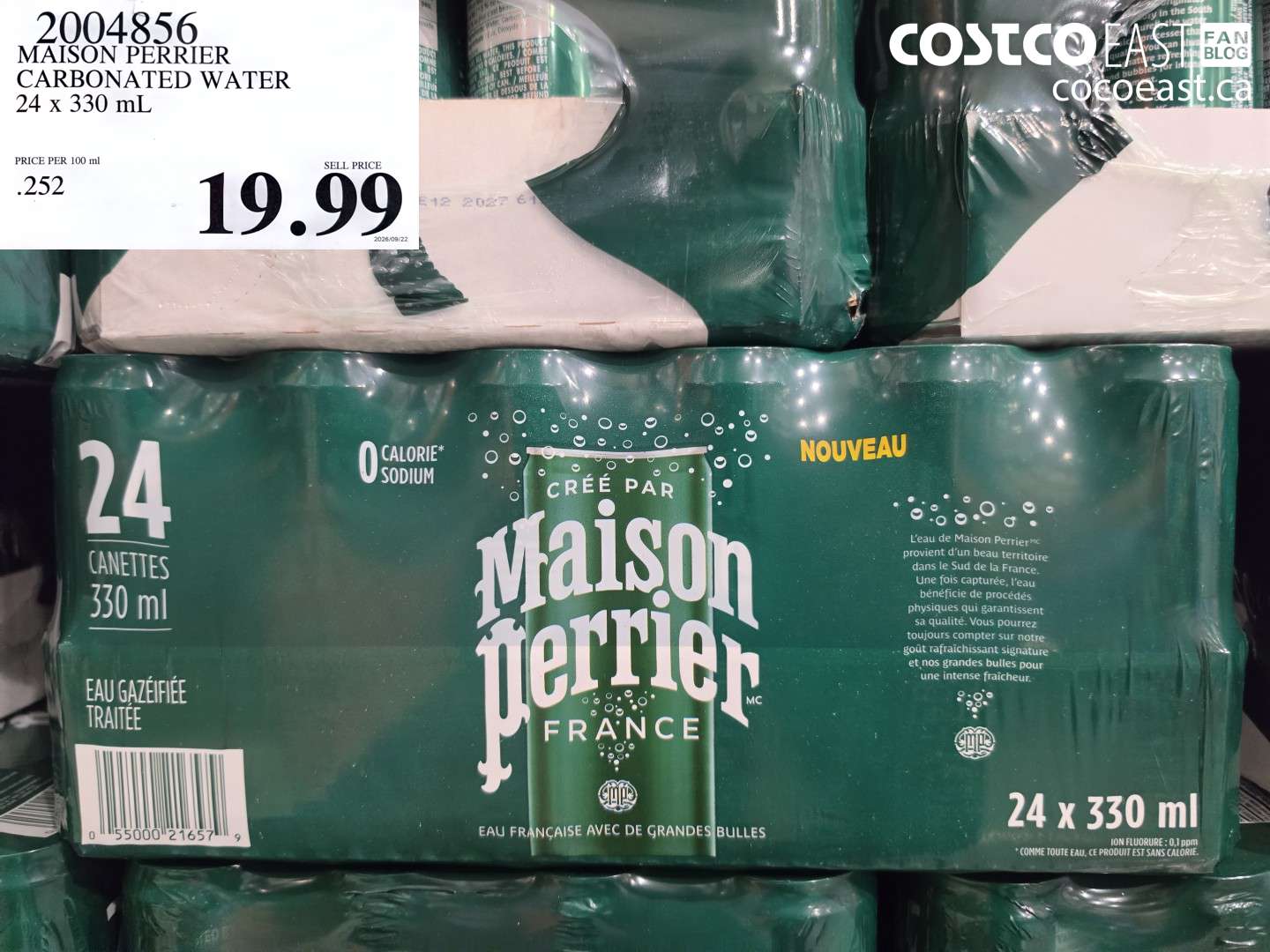 2004856 MAISON PERRIER CARBONATED WATER 24 X 330 ML $19.99