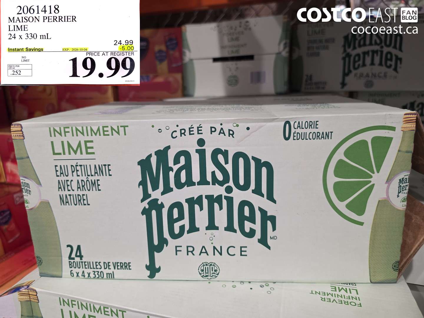 2061418 MAISON PERRIER LIME 24 X 330 ML ($5.00 INSTANT SAVINGS EXPIRES ON 2026-10-04) $19.99