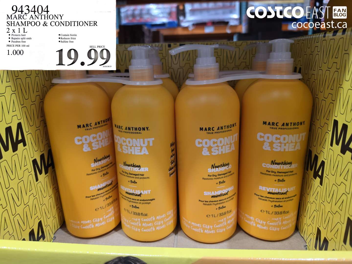 943404 MARC ANTHONY SHAMPOO & CONDITIONER 2 X 1 L $19.99