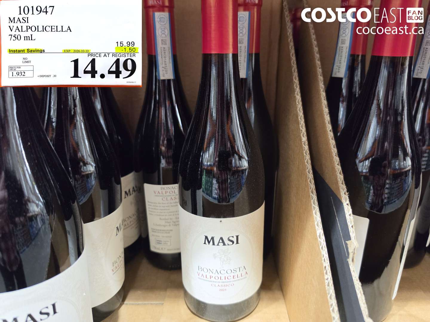 101947 MASI VALPOLICELLA 750 ML ($1.50 INSTANT SAVINGS EXPIRES ON 2026-10-10) $14.49