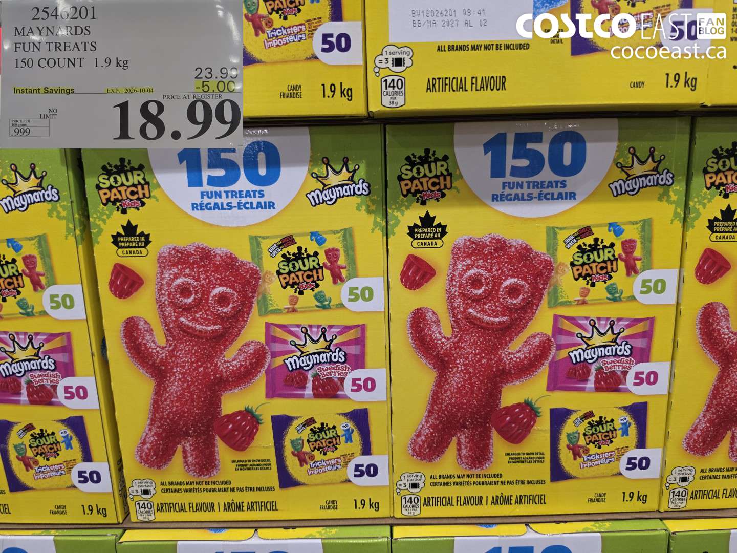 2546201 MAYNARDS FUN TREATS 150 COUNT 1.9 KG ($5.00 INSTANT SAVINGS EXPIRES ON 2026-10-04) $18.99