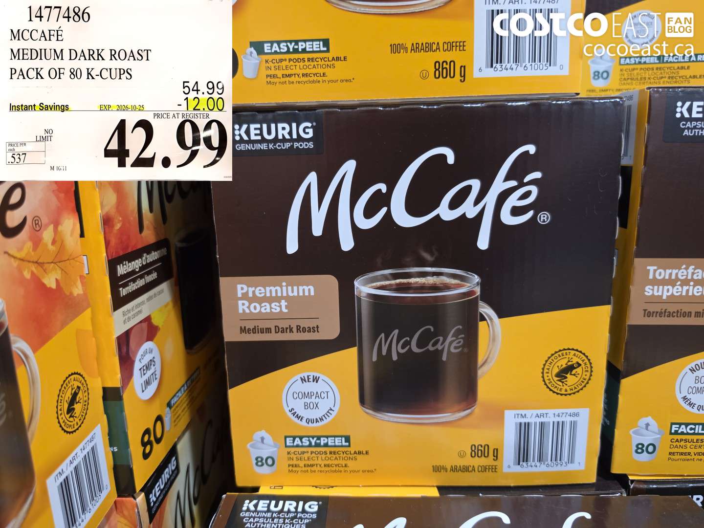 1477486 MCCAFÉ MEDIUM DARK ROAST PACK OF 80 K-CUPS ($12.00 INSTANT SAVINGS EXPIRES ON 2026-10-25) $42.99