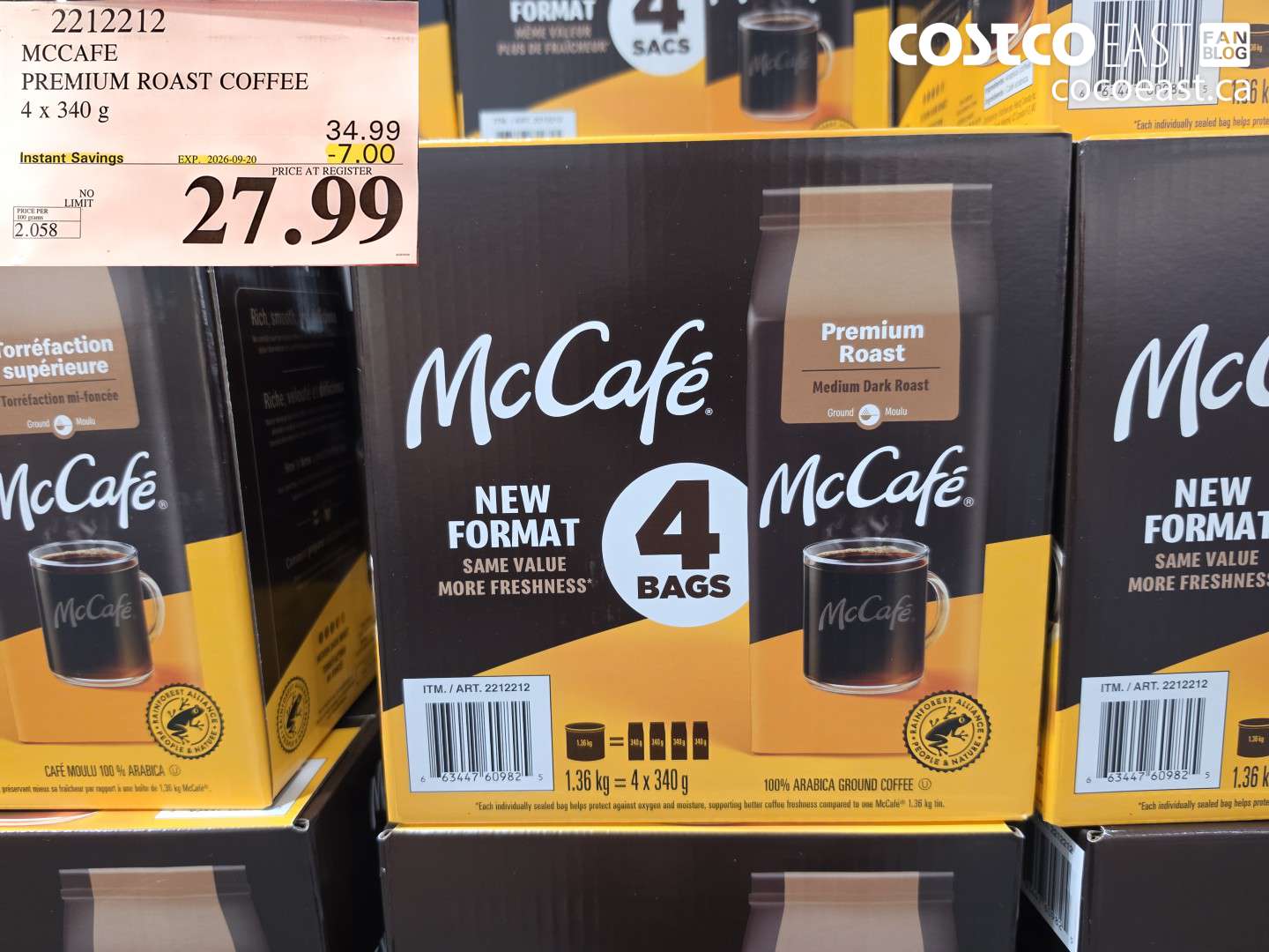 2212212 MCCAFE PREMIUM ROAST COFFEE 4 X 340 G ($7.00 INSTANT SAVINGS EXPIRES ON 2026-09-20) $27.99