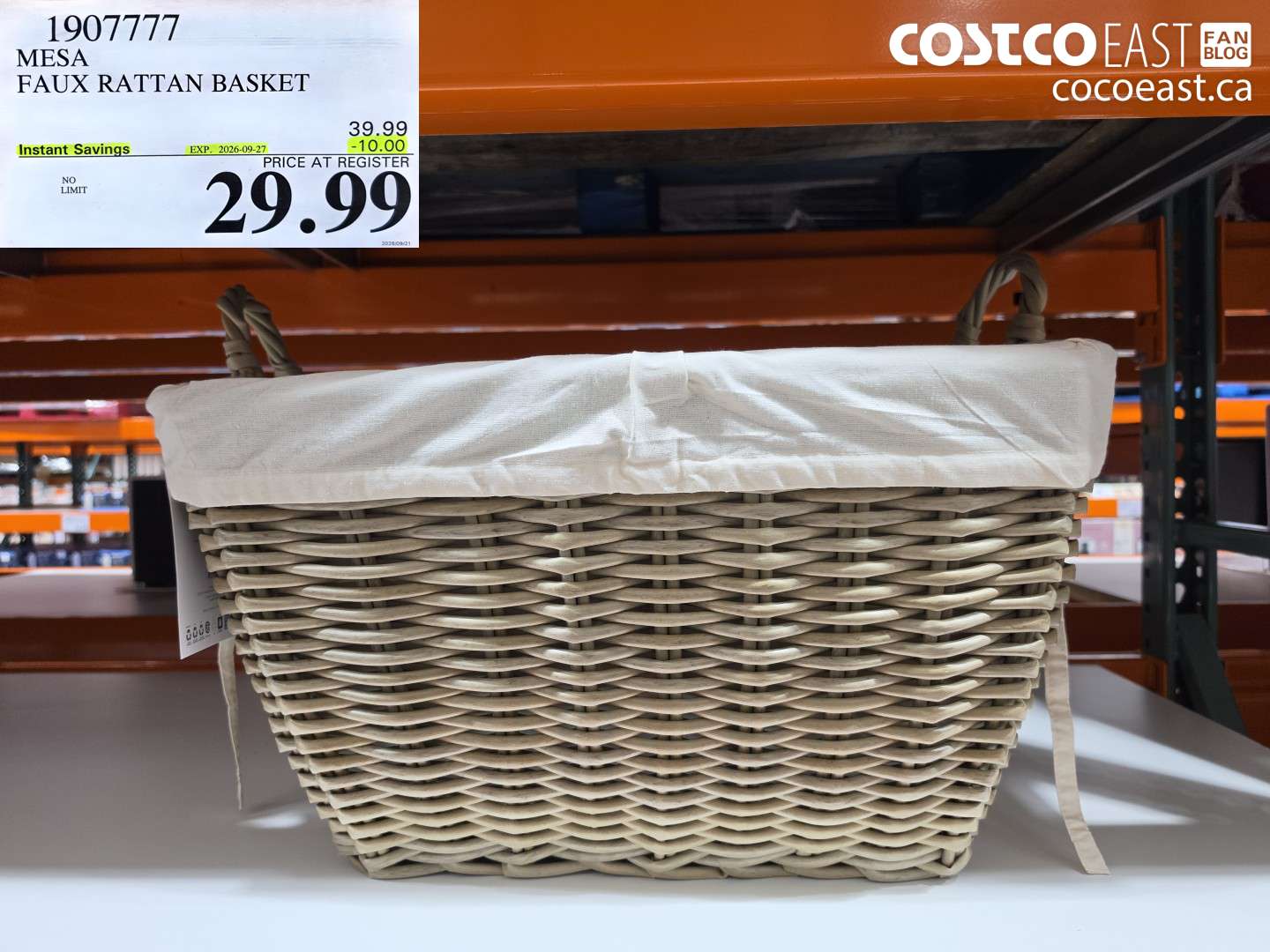 1907777 MESA FAUX RATTAN BASKET ($10.00 INSTANT SAVINGS EXPIRES ON 2026-09-27) $29.99