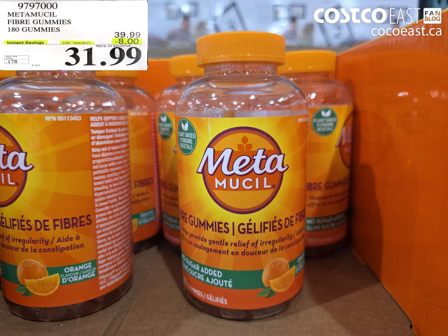 9797000 METAMUCIL FIBRE GUMMIES 180 GUMMIES ($8.00 INSTANT SAVINGS EXPIRES ON 2026-09-27) $31.99