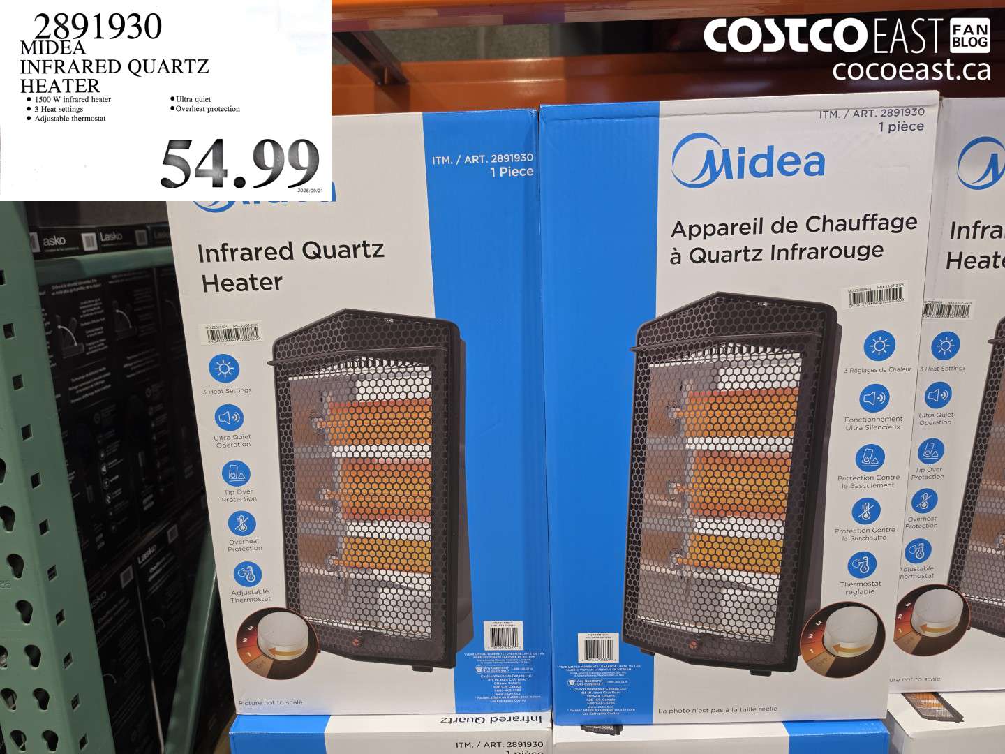 2891930 MIDEA INFRARED QUARTZ HEATER $54.99