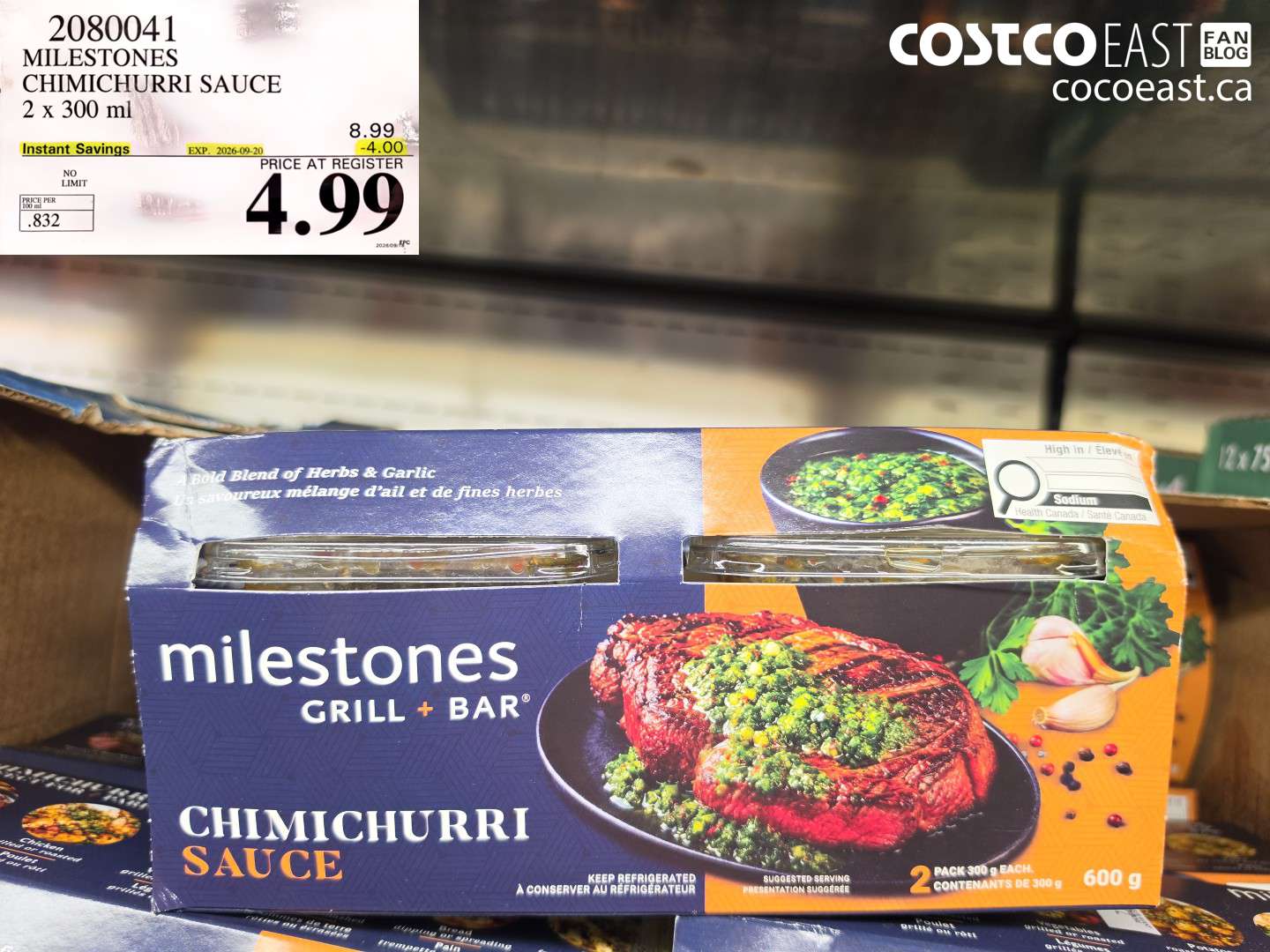 2080041 MILESTONES CHIMICHURRI SAUCE 2 X 300 ML ($4.00 INSTANT SAVINGS EXPIRES ON 2026-09-20) $4.99