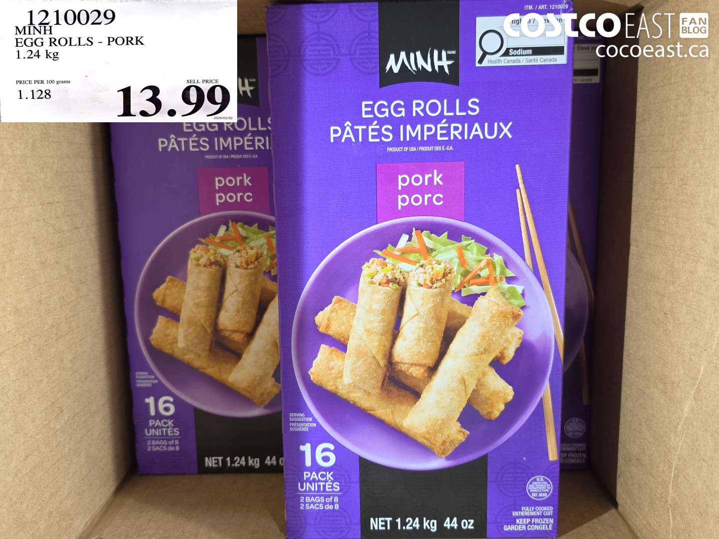 1210029 MINH EGG ROLLS - PORK 1.24 KG $13.99