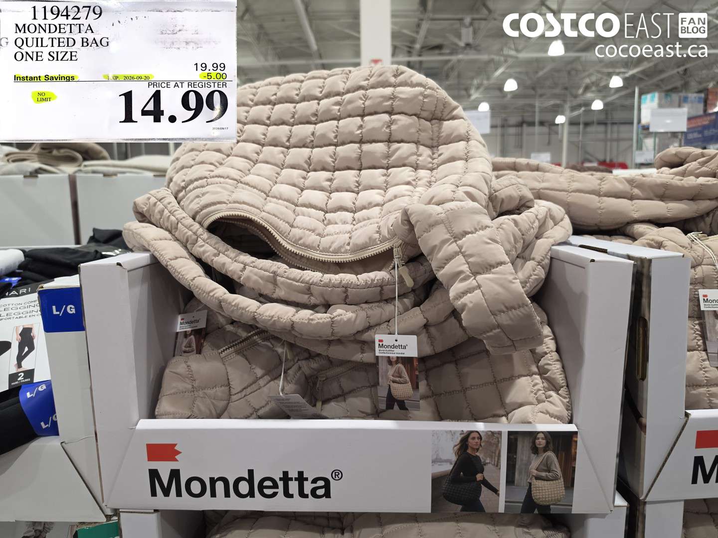 1194279 MONDETTA QUILTED BAG ONE SIZE ($5.00 INSTANT SAVINGS EXPIRES ON 2026-09-20) $14.99