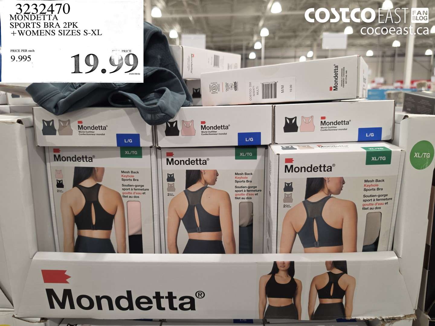 3232470 MONDETTA SPORTS BRA 2PK WOMENS SIZES S-XL $19.99