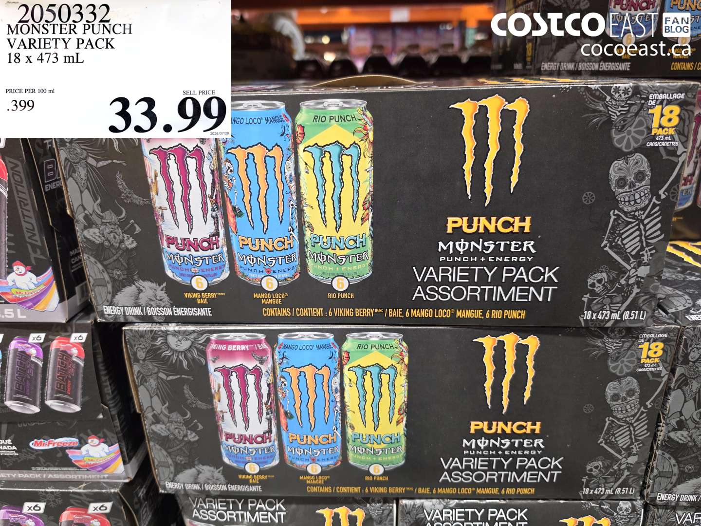 2050332 MONSTER PUNCH VARIETY PACK 18 X 473 ML $33.99