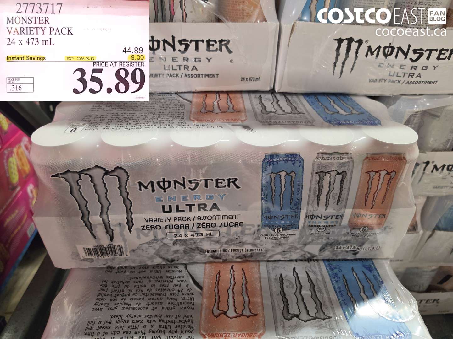 2773717 MONSTER VARIETY PACK 24 X 473 ML ($9.00 INSTANT SAVINGS EXPIRES ON 2026-09-13) $35.89