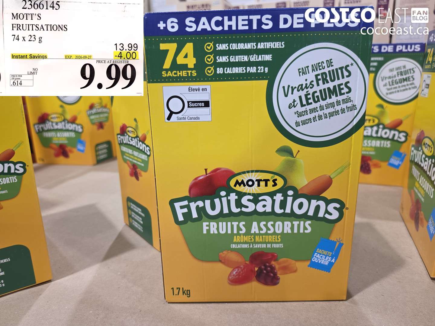 2366145 MOTT'S FRUITSATIONS 74 X 23 G ($4.00 INSTANT SAVINGS EXPIRES ON 2026-09-27) $9.99