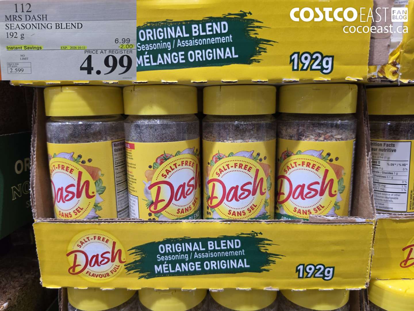 112 MRS DASH SEASONING BLEND 192 G ($2.00 INSTANT SAVINGS EXPIRES ON 2026-10-11) $4.99