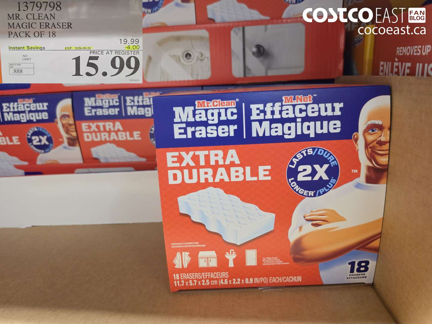 1379798 MR. CLEAN MAGIC ERASER PACK OF 18 ($4.00 INSTANT SAVINGS EXPIRES ON 2026-09-20) $15.99