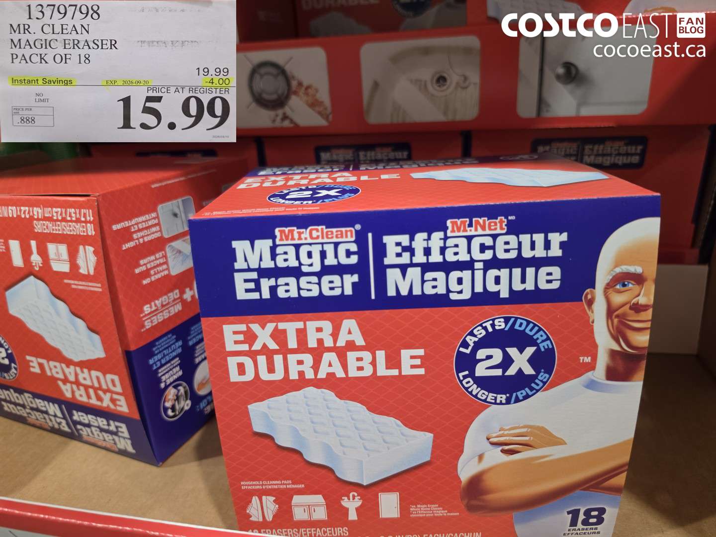 1379798 MR. CLEAN MAGIC ERASER PACK OF 18 ($4.00 INSTANT SAVINGS EXPIRES ON 2026-09-20) $15.99
