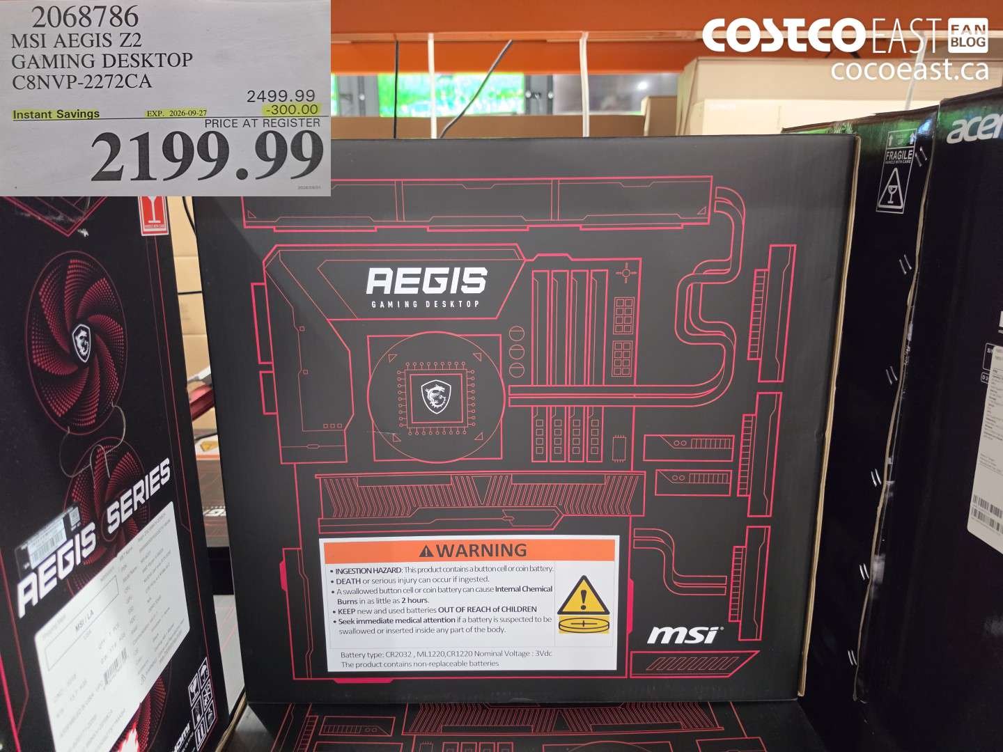 2068786 MSI AEGIS Z2 GAMING DESKTOP C8NVP-2272CA ($300.00 INSTANT SAVINGS EXPIRES ON 2026-09-27) $2199.99