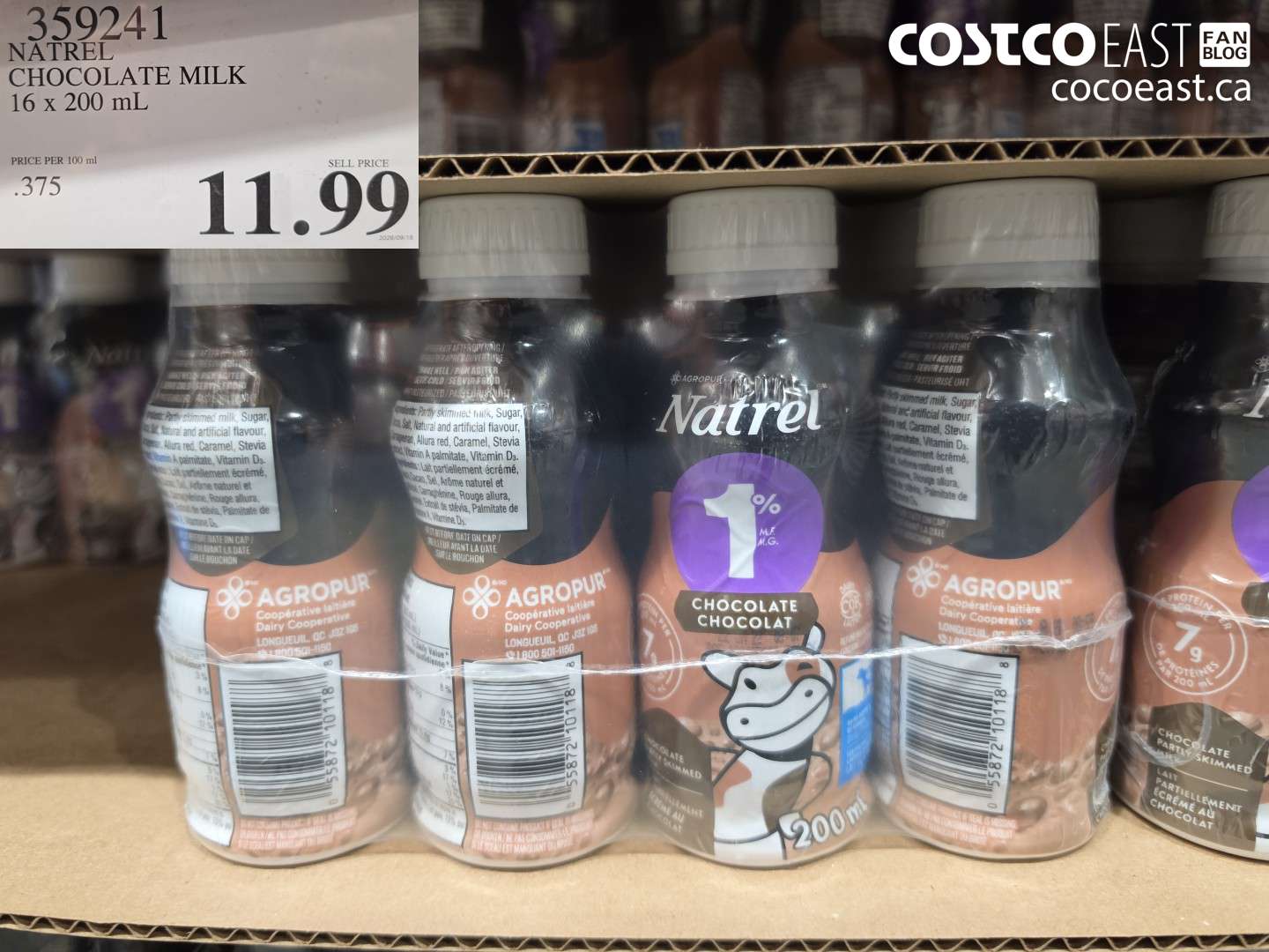 359241 NATREL CHOCOLATE MILK 16 X 200 ML $11.99