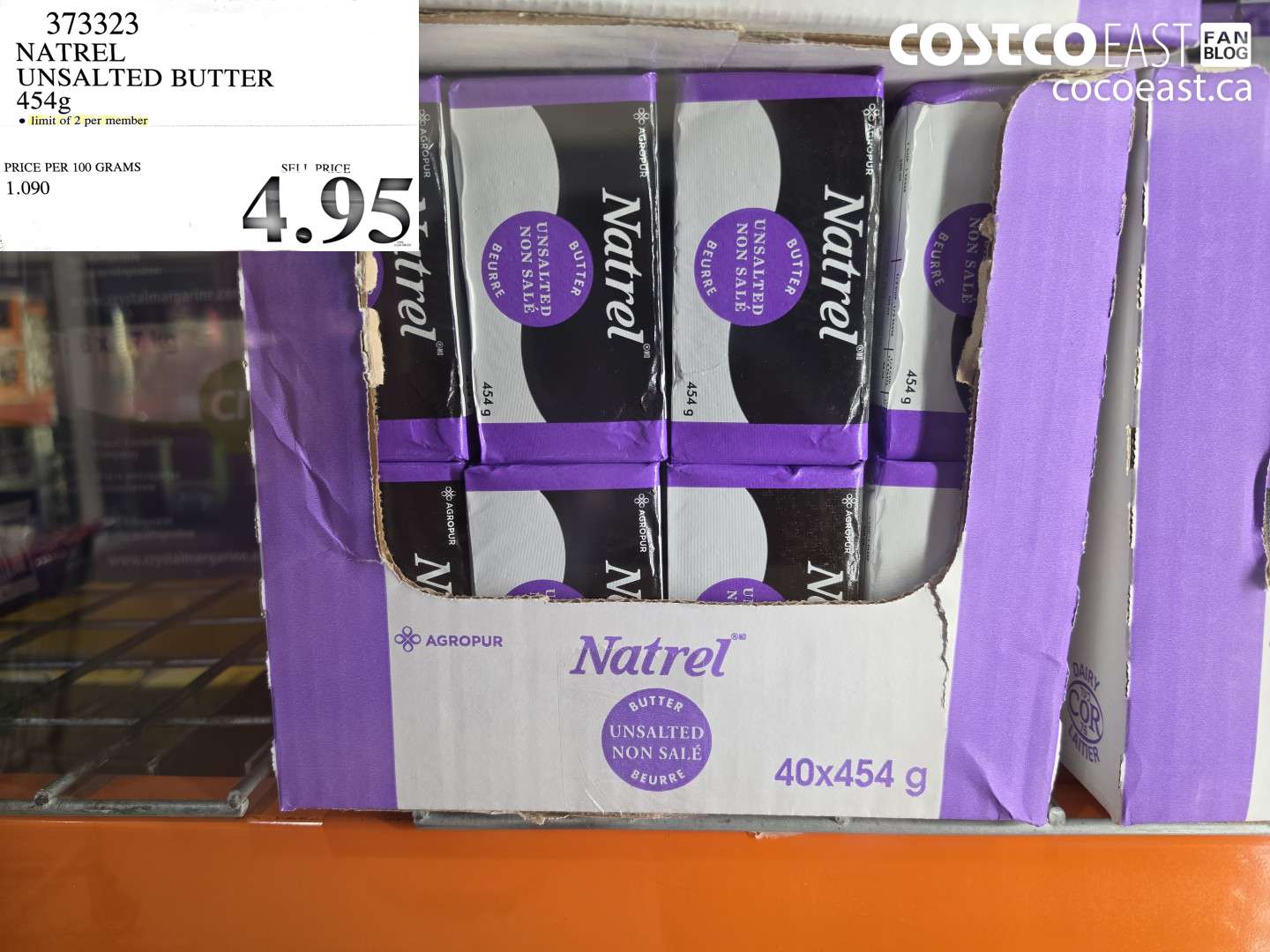 373323 NATREL UNSALTED BUTTER 454G $4.95