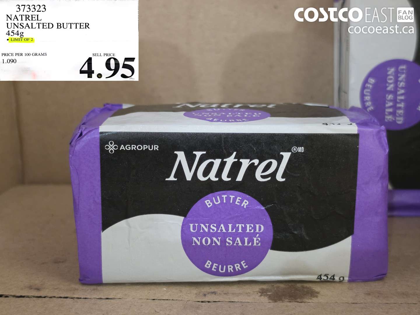373323 NATREL UNSALTED BUTTER 454G LIMIT OF 2 $4.95