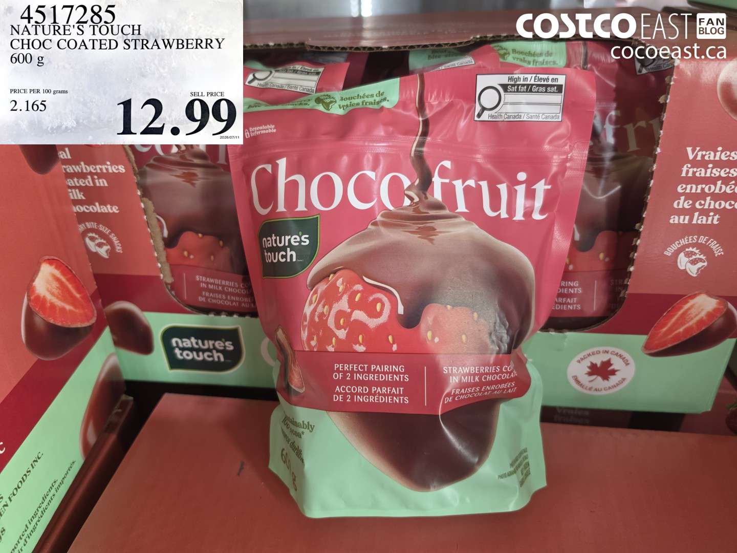 4517285 NATURE'S TOUCH CHOC COATED STRAWBERRY 600 G $12.99