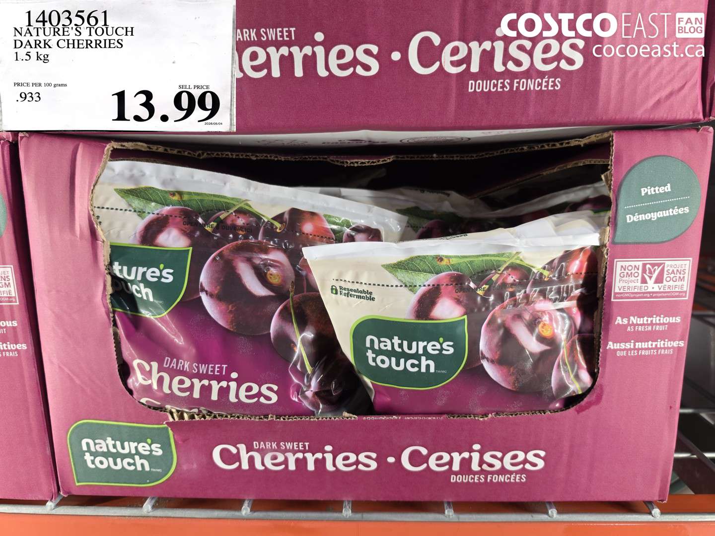 1403561 NATURE'S TOUCH DARK CHERRIES 1.5 KG $13.99