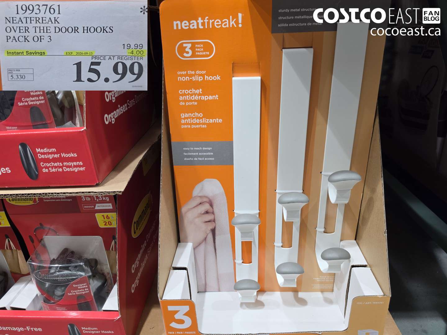 1993761 NEATFREAK OVER THE DOOR HOOKS PACK OF 3 ($4.00 INSTANT SAVINGS EXPIRES ON 2026-09-13) $15.99