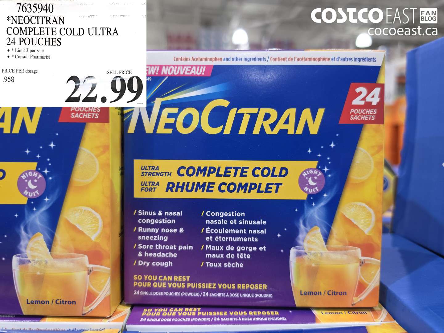 7635940 NEOCITRAN COMPLETE COLD ULTRA 24 POUCHES $22.99