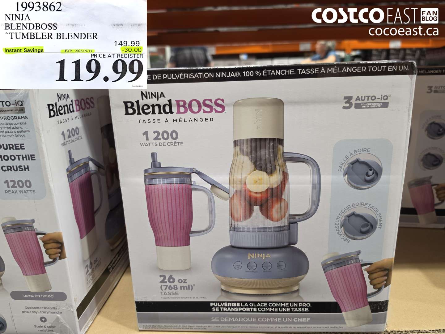 1993862 NINJA BLENDBOSS TUMBLER BLENDER ($30.00 INSTANT SAVINGS EXPIRES ON 2026-09-13) $119.99