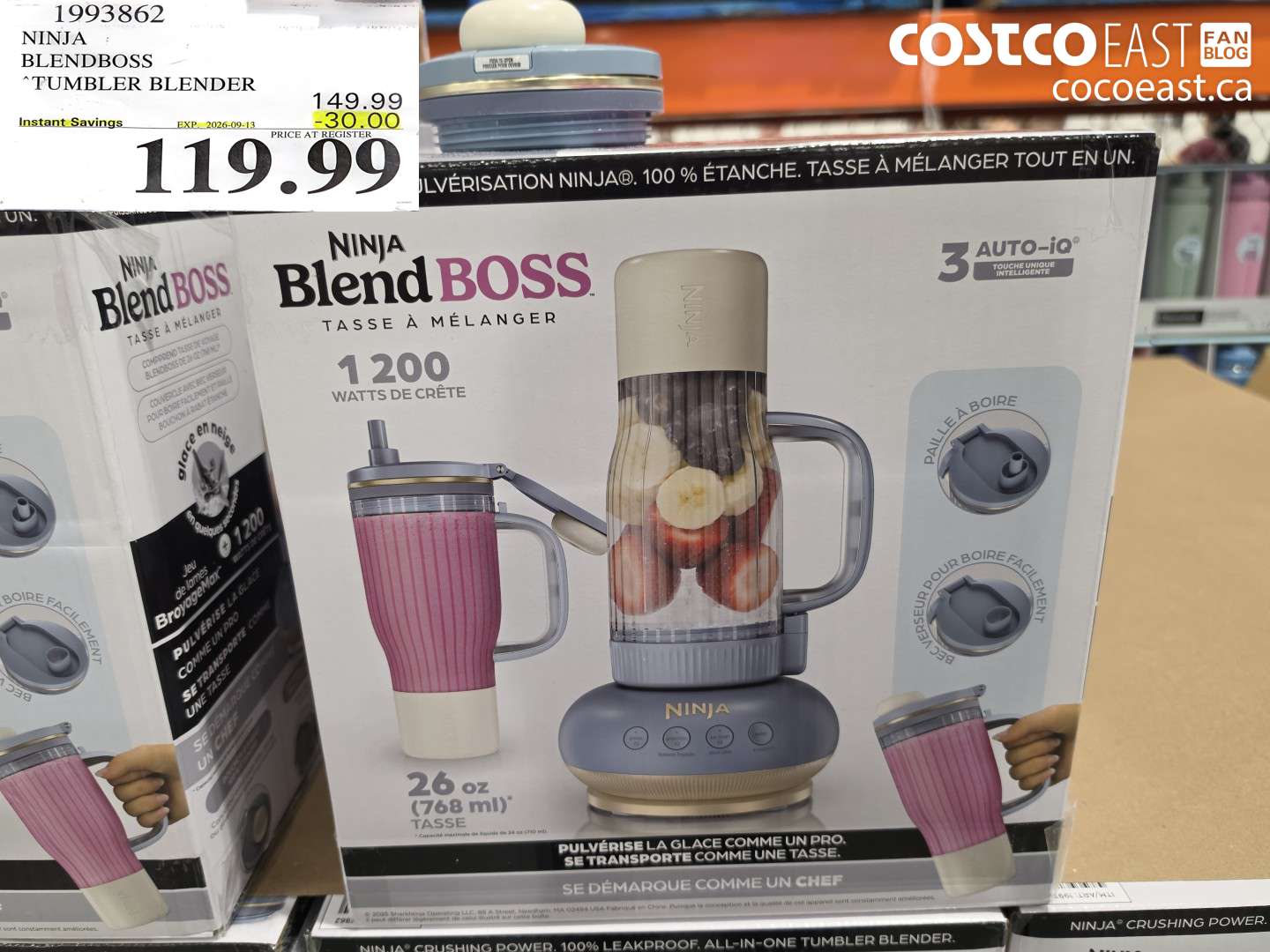 1993862 NINJA BLENDBOSS TUMBLER BLENDER ($30.00 INSTANT SAVINGS EXPIRES ON 2026-09-13) $119.99