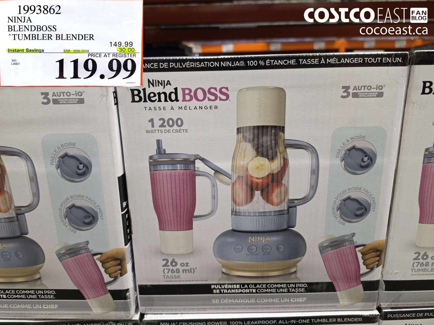 1993862 NINJA BLENDBOSS TUMBLER BLENDER ($30.00 INSTANT SAVINGS EXPIRES ON 2026-10-04) $119.99