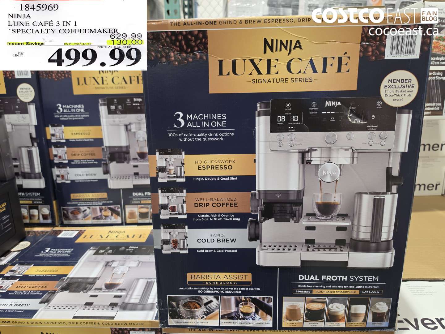 1845969 NINJA LUXE CAFE 3 IN 1 SPECIALTY COFFEEMAKER ($130.00 INSTANT SAVINGS EXPIRES ON 2026-10-25) $499.99