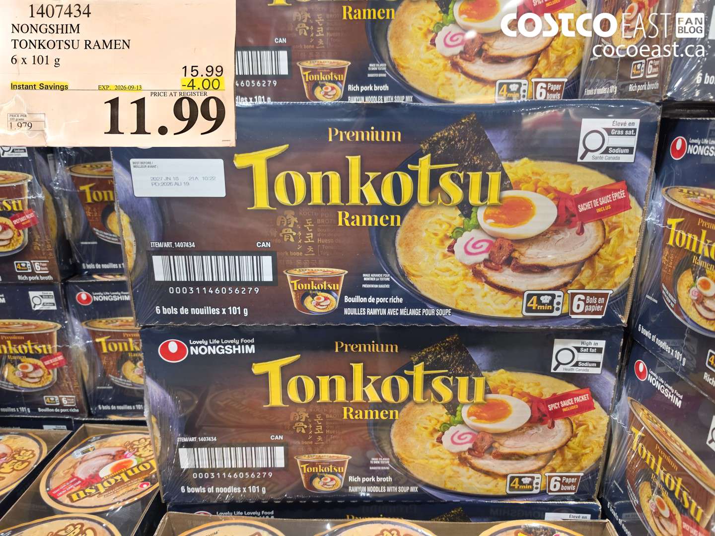 1407434 NONGSHIM TONKOTSU RAMEN 6 X 101 G ($4.00 INSTANT SAVINGS EXPIRES ON 2026-09-13) $11.99