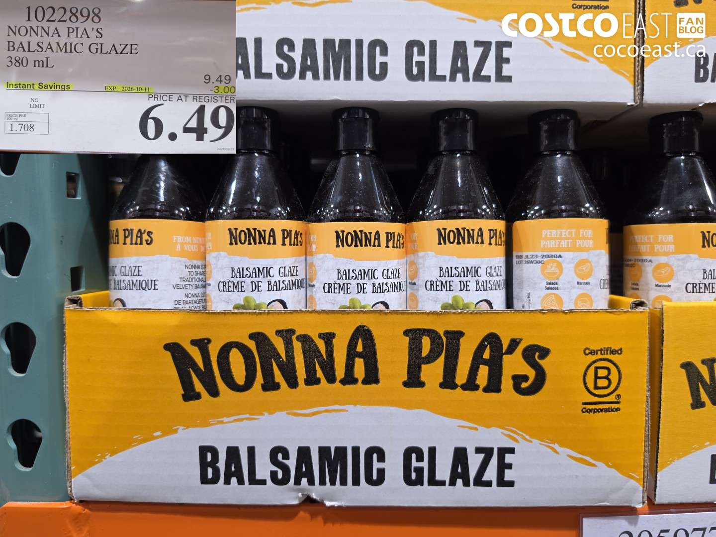 1022898 NONNA PIA'S BALSAMIC GLAZE 380 ML ($3.00 INSTANT SAVINGS EXPIRES ON 2026-10-11) $6.49