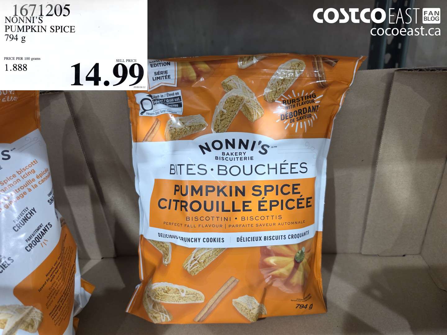 1671205 NONNI'S PUMPKIN SPICE 794 G $14.99