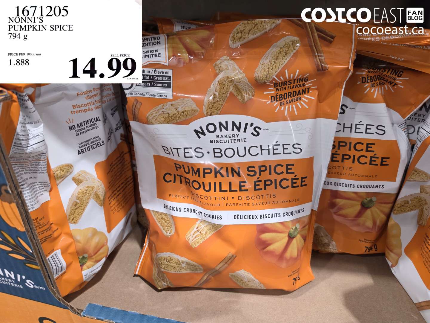 1671205 NONNI'S PUMPKIN SPICE 794 G $14.99
