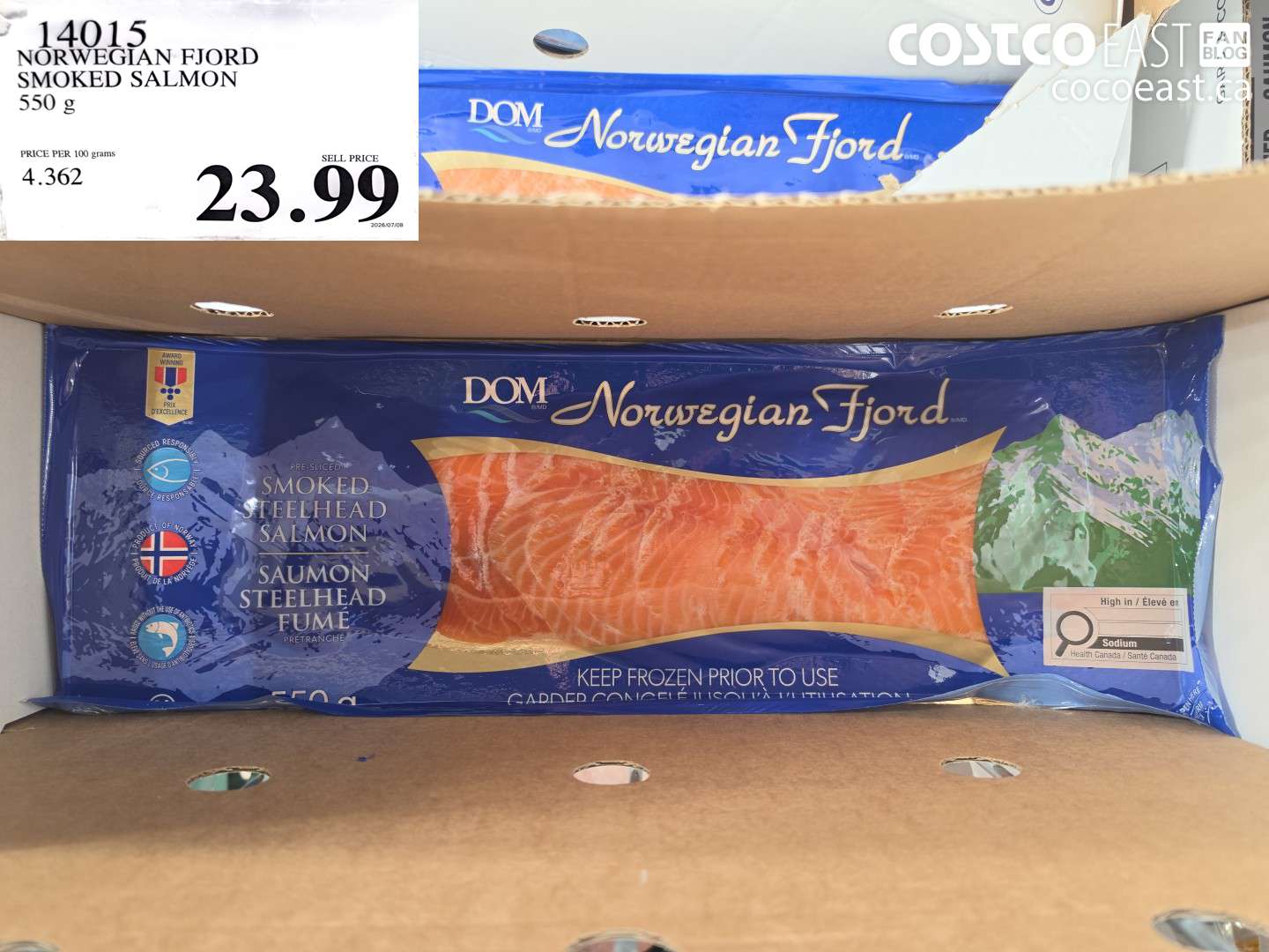 14015 NORWEGIAN FJORD SMOKED SALMON 550 G $23.99