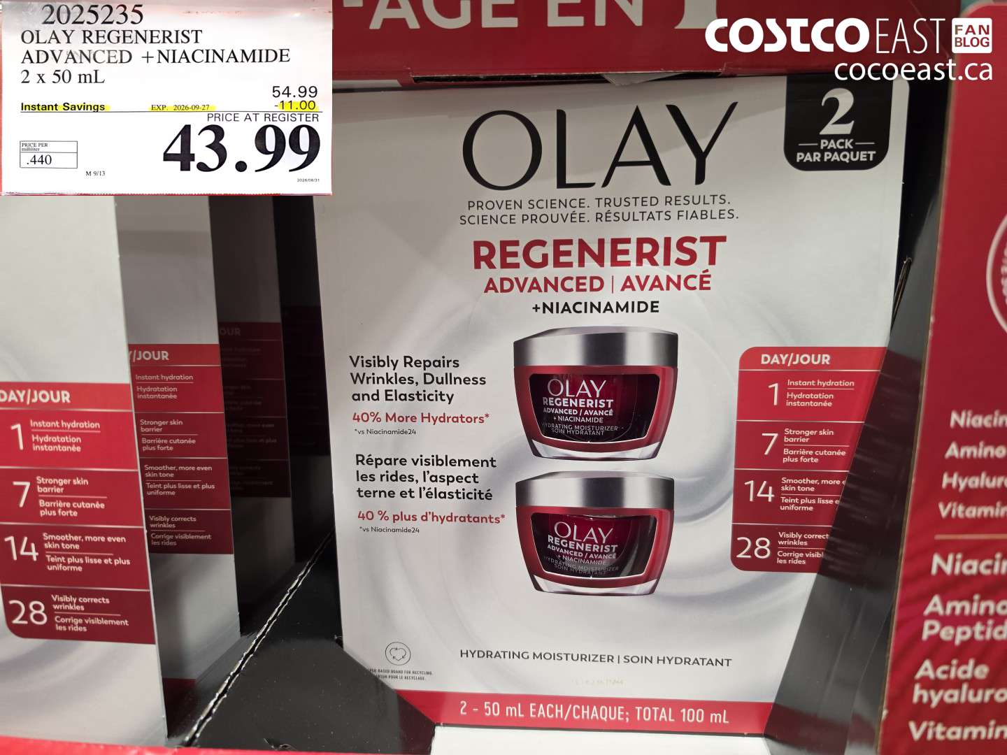 2025235 OLAY REGENERIST ADVANCED + NIACINAMIDE 2 X 50 ML ($11.00 INSTANT SAVINGS EXPIRES ON 2026-09-27) $43.99