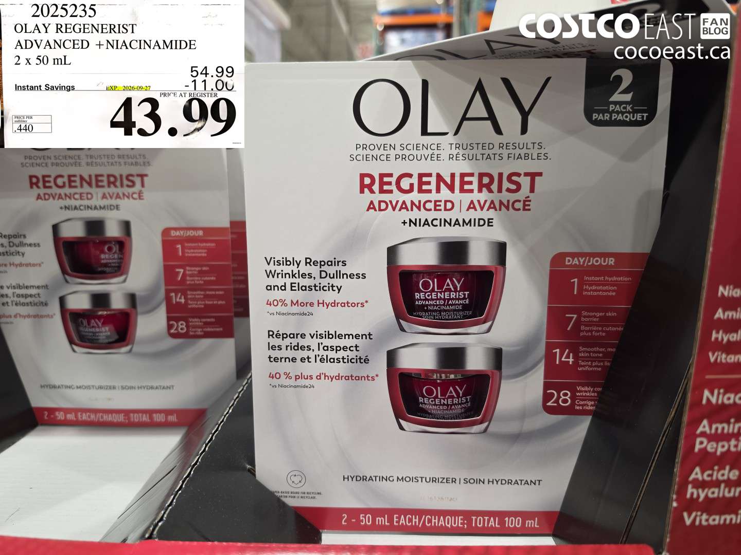 2025235 OLAY REGENERIST ADVANCED + NIACINAMIDE 2 X 50 ML ($11.00 INSTANT SAVINGS EXPIRES ON 2026-09-27) $43.99