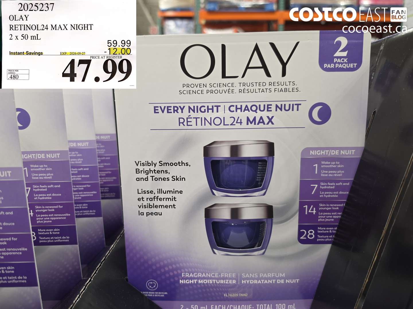 2025237 OLAY RETINOL24 MAX NIGHT 2 X 50 ML ($12.00 INSTANT SAVINGS EXPIRES ON 2026-09-27) $47.99