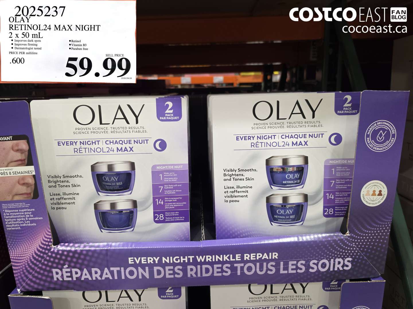 2025237 OLAY RETINOL24 MAX NIGHT 2 X 50 ML $59.99